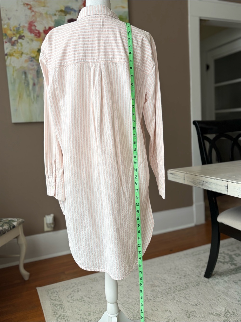 Anthropologie Pale Pink & White Striped Button-Down Shirt - Picture 4 of 7